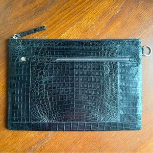 Santiago Gonzalez Black Crocodile Zipped Pouch
